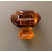 Original Victorian Hexagonal Glass Cupboard Knobs - Amber – Flat Collar Fixing - Set/4
